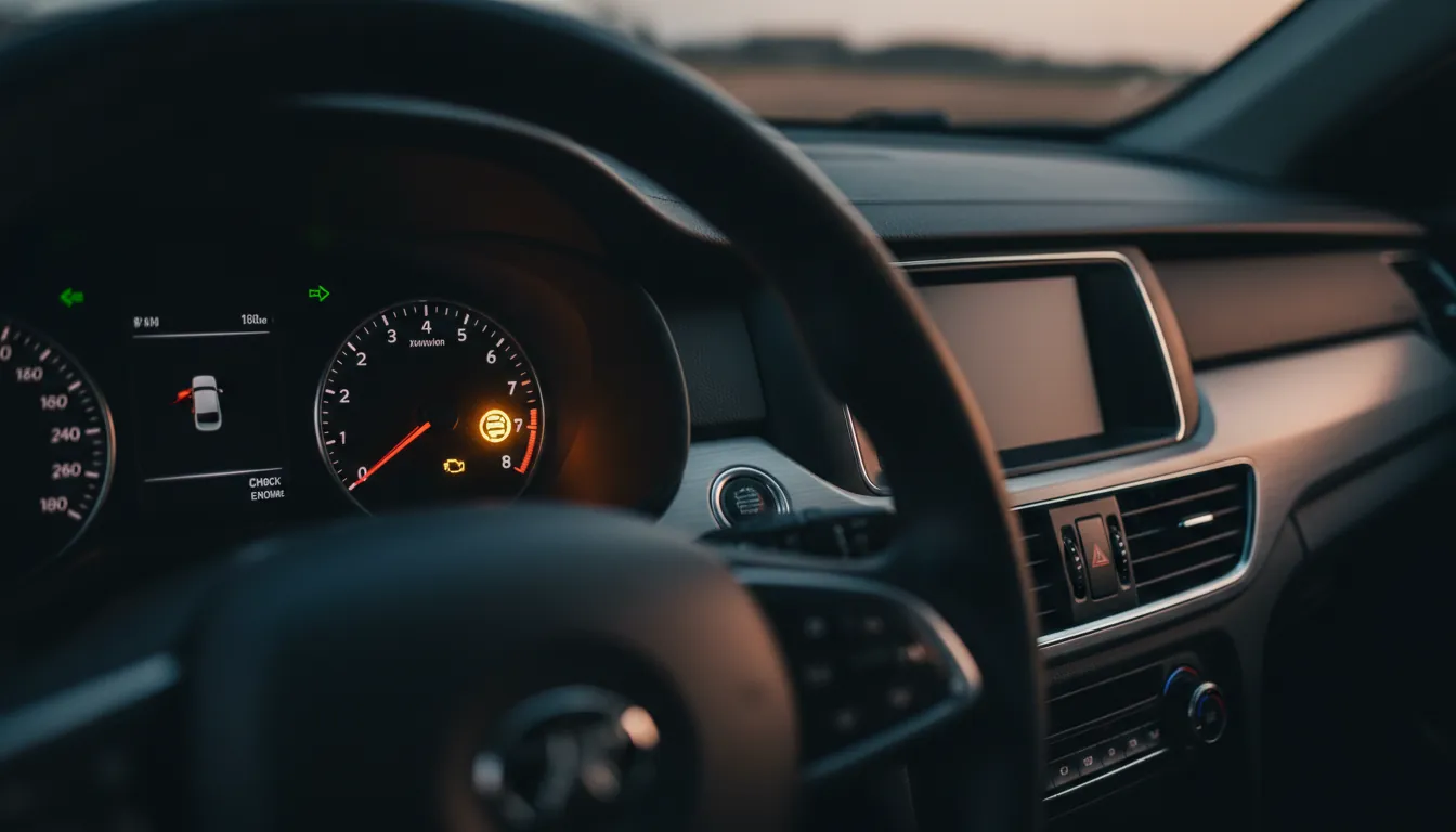 Горящий индикатор Check Engine на панели приборов автомобиля