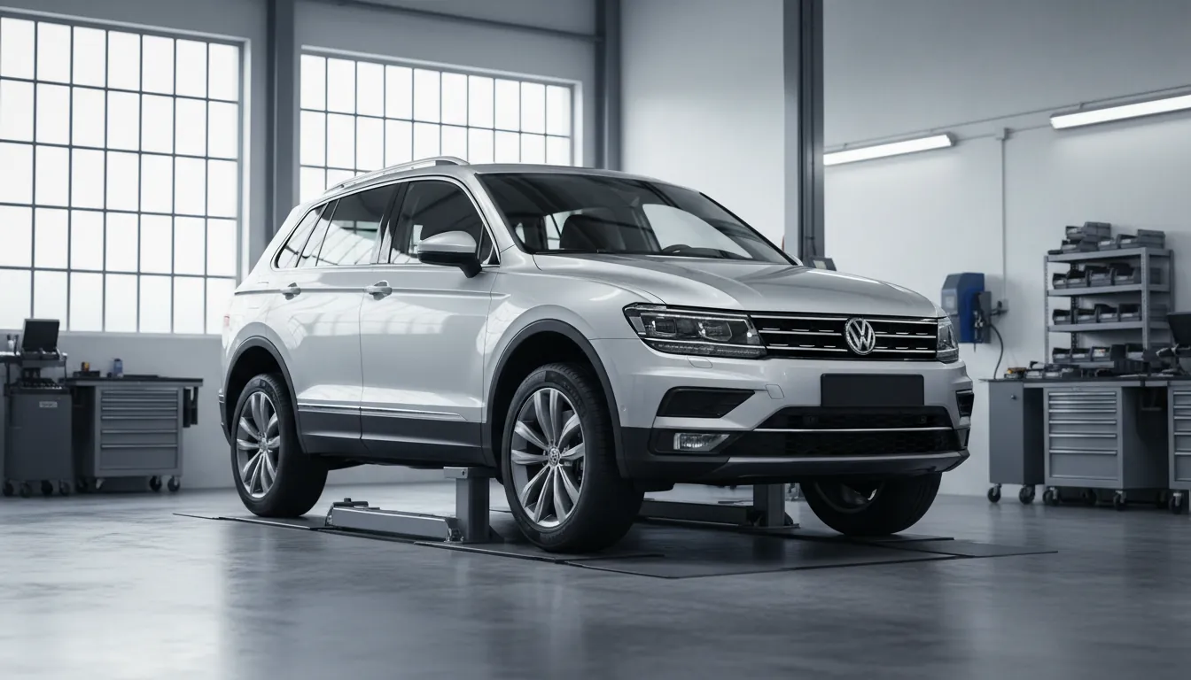 Volkswagen Tiguan II на подъемнике в автосервисе