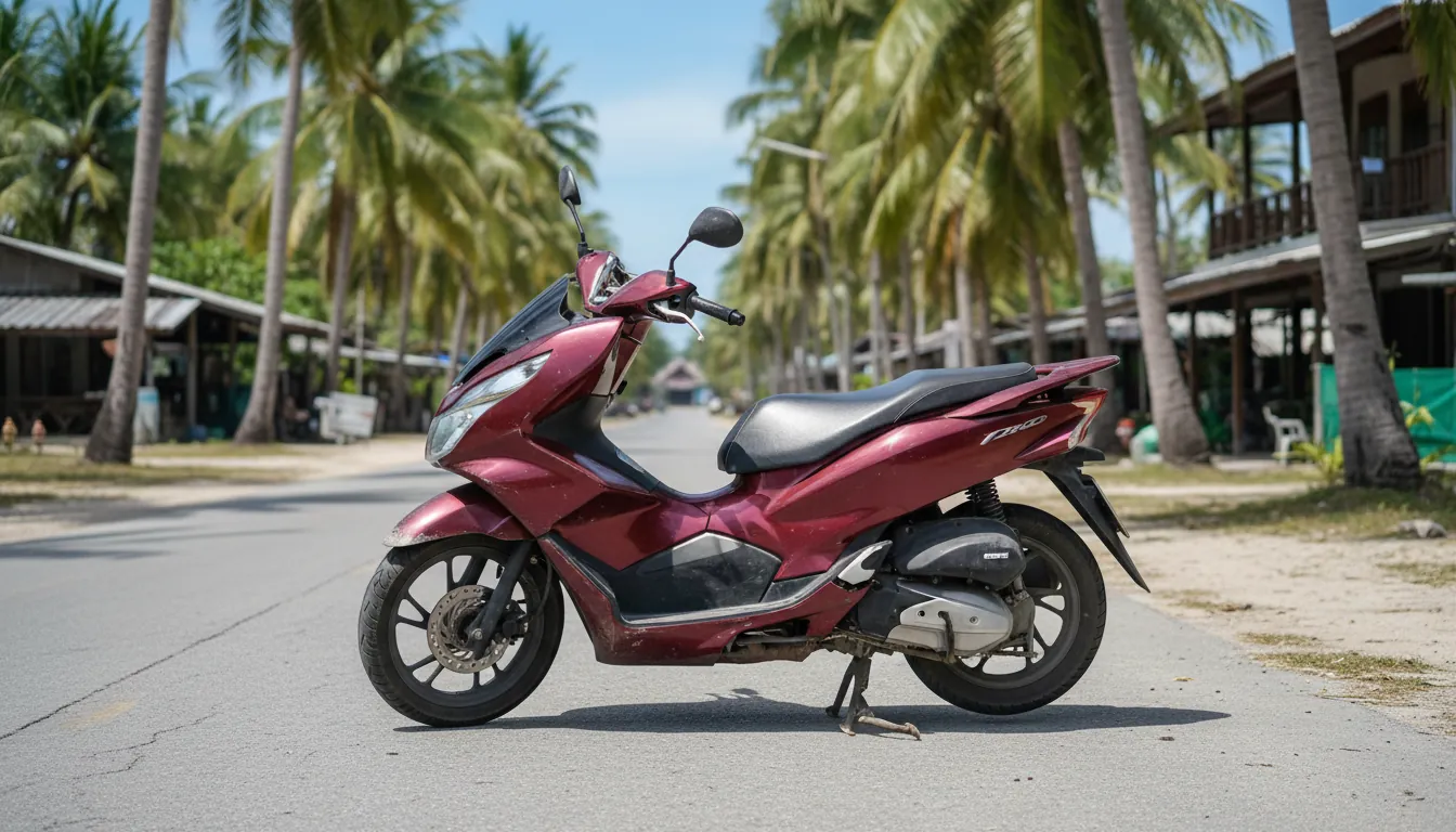 Арендованный скутер Honda Click на улице Самуи